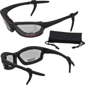  Padded Sunglasses Clear Lenses GLOSS Black Frame   FREE Adjustable 