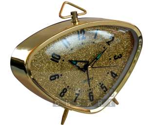 Retro Alarm Clock Gold Glitter Rockabilly 50s 60s 70s  