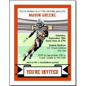   Bengals Colored Football Birthday Party Invitation 2 
