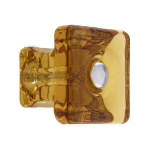 Square Amber Glass Cabinet Knob With Nickel Bolt.