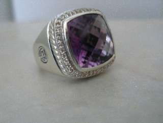 David Yurman 15mm Albion Amethyst Diamond Ring  
