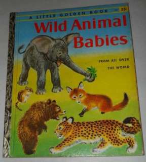 VINTAGE WILD ANIMAL BABIES GOLDEN BOOK 1ST ED A  