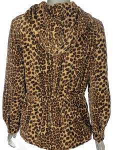 Sutton Studio Womens Leopard Print Anorak Jacket with Hood Petite 