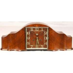   German Art Deco Westminster Mantle Clock Walnut Beste 