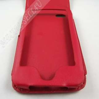 Red Flip Leather Case Pouch for iPod Touch 4th Gen 4G  