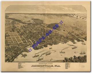 1840 JACKSONVILLE FLORIDA Duval County FL USA MAP CD  