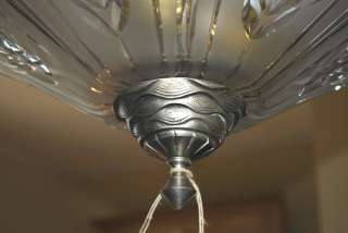 FRENCH SIX LIGHT ART DECO CHANDELIER ETCHED GLASS  