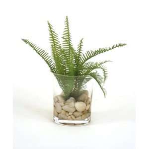 com Small Artificial Fern with Simulated Water and White River Rocks 