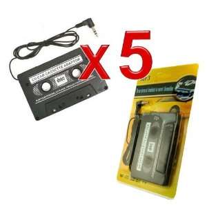  Universal Car Audio Cassette Adapter, Black. Qty 5 