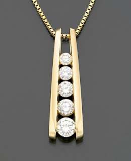 14k Gold Diamond Five Stone Journey Pendant (1 ct. t.w.)   Necklaces 