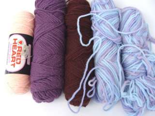 SKEINS & 9 UNLABELLED PASTEL BABY YARN LOT  RED HEART+ LF  