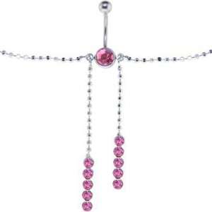   Swarovski Passion Pink Super Sexy Jeweled Dangle Belly Chain Jewelry