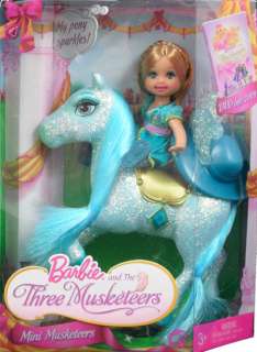 NEW Barbie & Three Musketeers Mini Doll & Teal Horse  