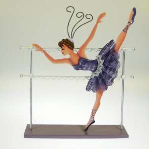  Ballerina Dancer Holding Ballet Bar Jewelry Stand Purple 