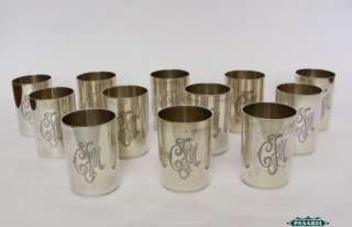   Set Of 12 Russian 84 Silver Beakers / Cups St. Petersburg 1896 1908