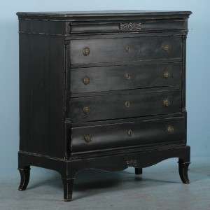  Antique Danish Rich Black Distressed Chest of Drawers Dresser c.1840