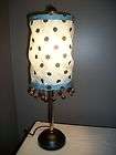 20 table top electric lamp blue brown polka dots tassel balls 