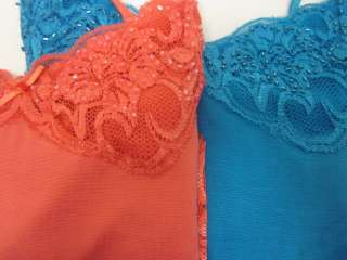 NWT LOT 2 WDNY Blue Coral Silk Lace Camisoles Sz L $43  