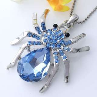 1PC Silver Plated Blue Crystal Spider Blue Pendant Nice  