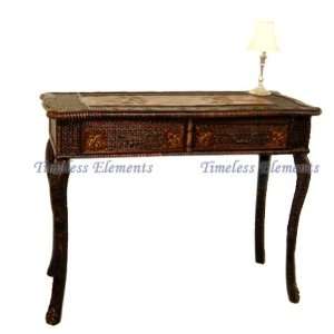  Wood Bamboo Palm Tree Design Desk Drawer Console Table 