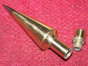 VINTAGE, COLLECTIBLE BRASS PLUMB BOB W/ STEEL TIP, USED  