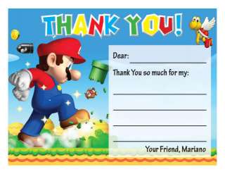 Setof10 Super Mario Bros. Personalized Thank You Cards  