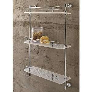   Tier Frosted Glass Bathroom Shelf With Railing 1543