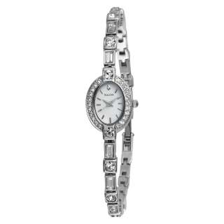 Bulova Womens 96T49 Crystal Pendant and Bracelet Set White Dial Watch 