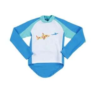   SCHOOL UV Beach & Bike Shirt Long Sleeve Size 6 White & Blue Baby