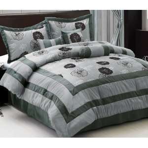   King Floral Slate and Black Bed in a Bag Bedding Set