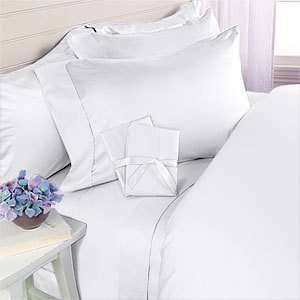   TC 100% Egyptian Cotton Sheet Set SOLID WHITE QUEEN