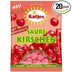 Katjes Saure Kirschen (Gummi Sour Cherries), 7 Ounce Bags (Pack of 20)