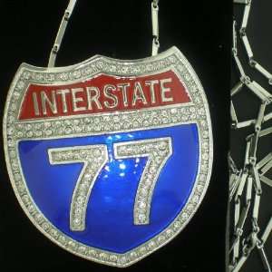   INTERSTATE #77 BLING ICED OUT HIP HOP CHARM N CHAIN 