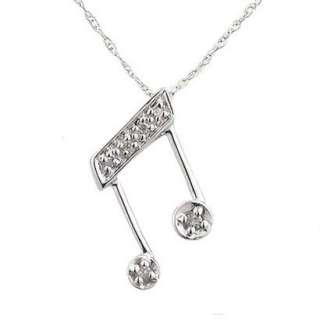 10K White Gold Diamond Accent Music Note Pendant Necklace.Opens in a 