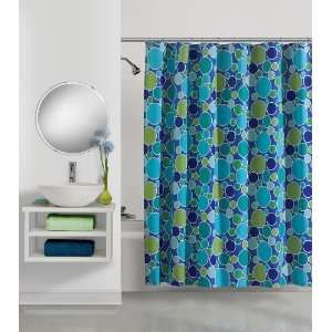  Bubble Bath Green and Blue Fabric Shower Curtain   72 W x 