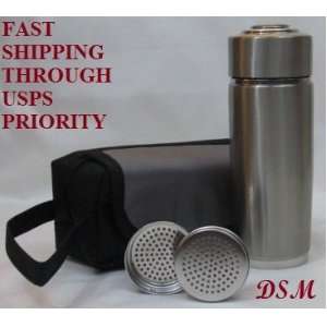   BOTTLE FLASK PORTABLE ALKALINE WATER PH ENHANCER FLASK  SILVER COLOR