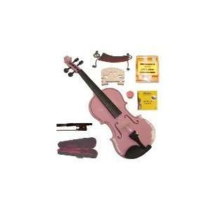   Pink Violin with Case and Bow+Extra Set of String, Extra Bridge, Rosin