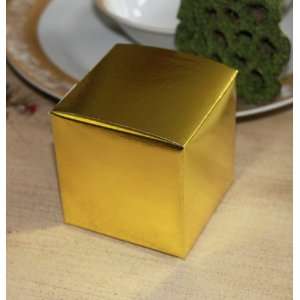   Gold Metallic Favor Boxes 4 x 4 x 4 Inches   Set of 12