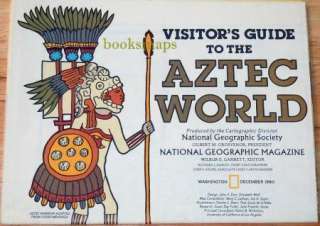 Map of AZTEC WORLD Mexico 1980 Central America Mayan Maya National 