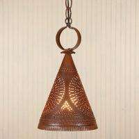   RUSTIC Punched Tin Ceiling Light  Hanging Primitive Pendant  