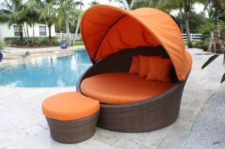 Barbados Patio Orbital Daybed With Canopy Chaise Lounge  