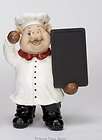 Fat Pig Chef Waving w/ Menu Chalkboard 19x15 Statue Figural Decor