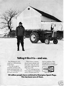 1971 Champion Spark Plugs w Oliver 1800 Farm Tractor Ad  