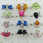   30 PCS SILVER PLATED CHILDS/KIDS CUTE MIX SHAPE REHINESTONE RING C78