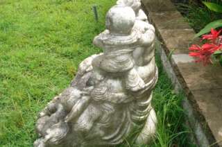 ASIAN ANTIQUE STATUE MARBLE LAUGHING BUDDHA /CHILDREN  