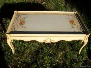 GORGEOUS vintage COFFEE TABLE~Shabby Hand Painted ROSES~French Style 