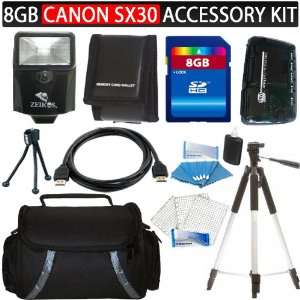 8GB Advanced Accessory Kit For Canon SX30 IS Digital Camera Includes 