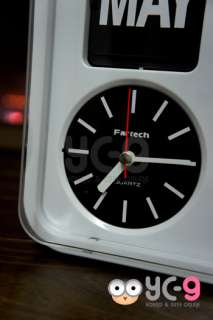 Fartech Modern White 9.5 Calendar Auto Flip Wall Clock  