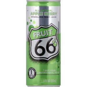 Fruit 66 All Natural Sparkling Fruit Juice, Apple Berry, 8 oz Cans, 24 