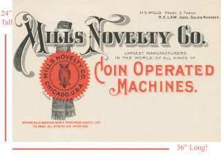 Mills Novelty Coin Operated Machines Advertisting Poster From 1890s to 